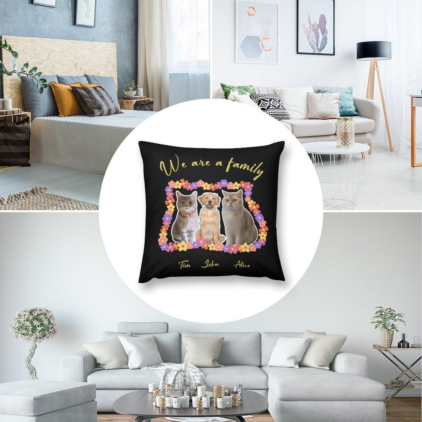 WEPRINTMEPillowCustom Pet We Are Family Pillow Case