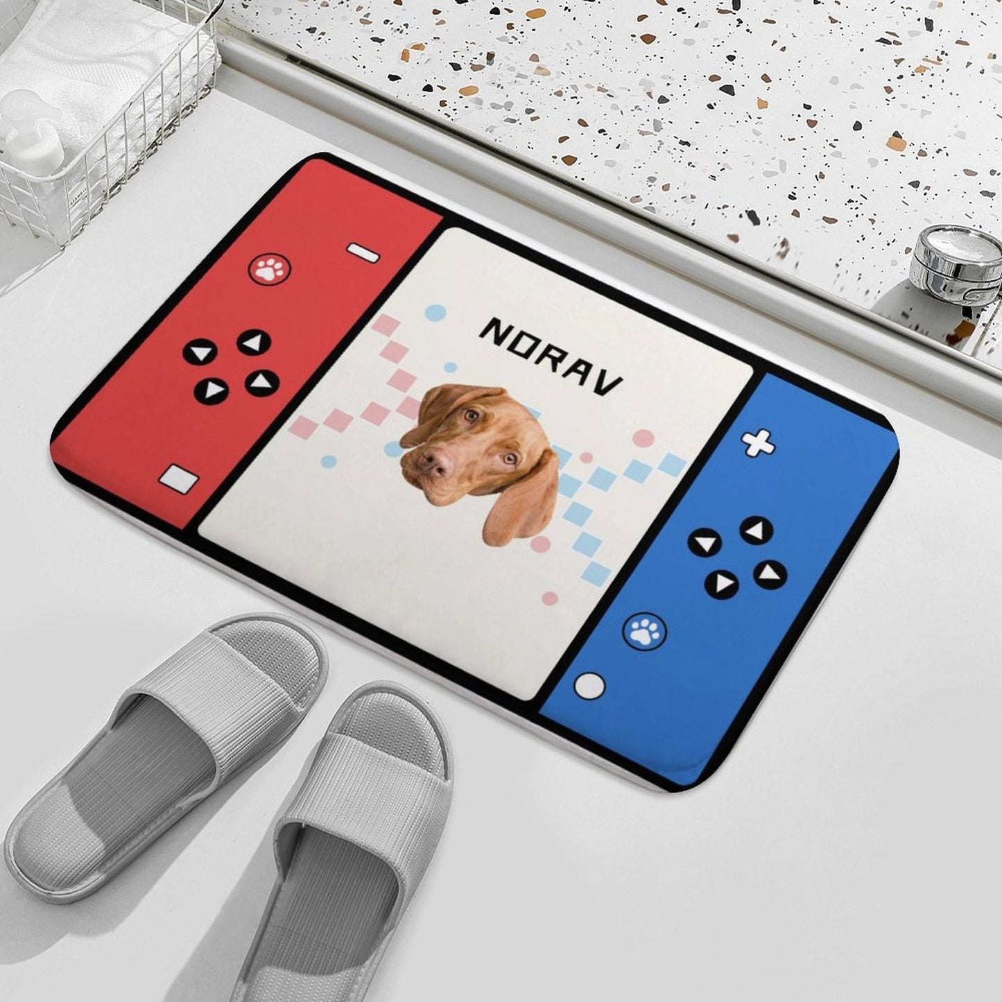 WEPRINTMERugs&MatsCustom Pet Face and Name Games Coral Velvet Mat