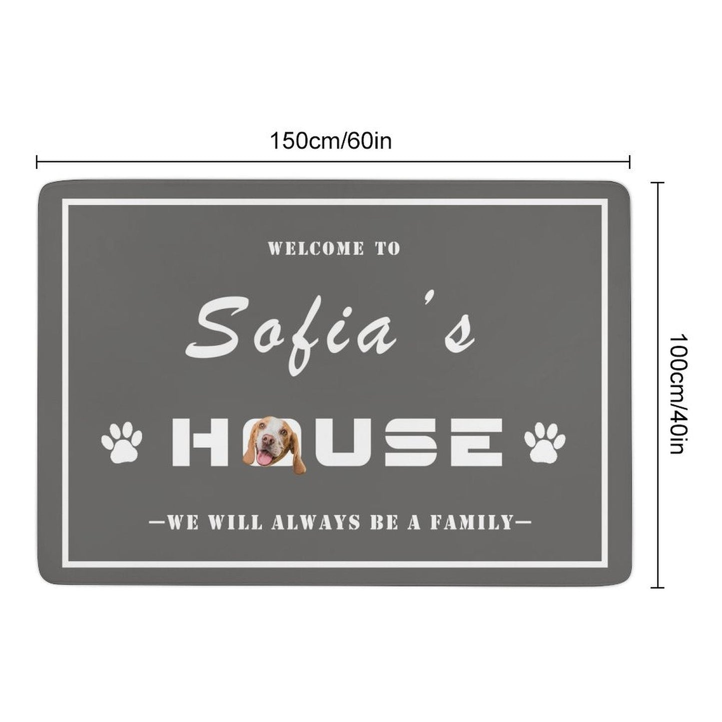 WEPRINTMERugs&MatsCustom Pet Face Welcome to House Coral Velvet Rug