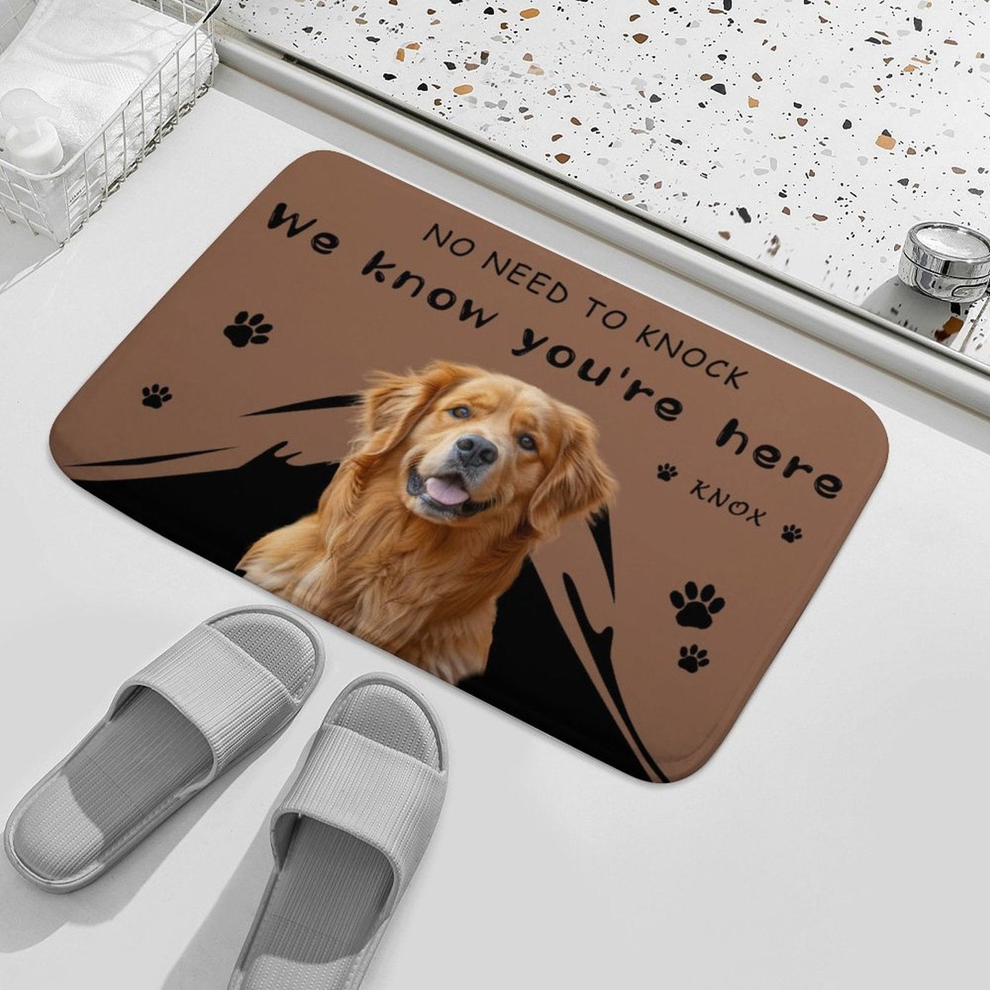 WEPRINTMERugs&MatsCustom Pet No Need to Knock Door Coral Velvet Mat
