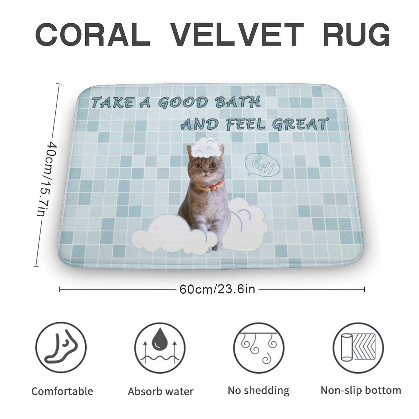 WEPRINTMERugs&MatsCustom Pet Take Bath Coral Velvet Mat