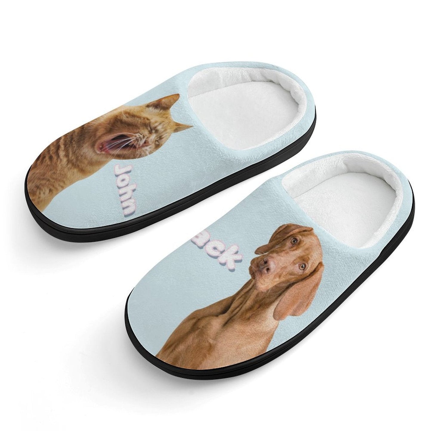 WEPRINTMESlippersCustom Pet Photo Two Pets Kids Cotton Slippers
