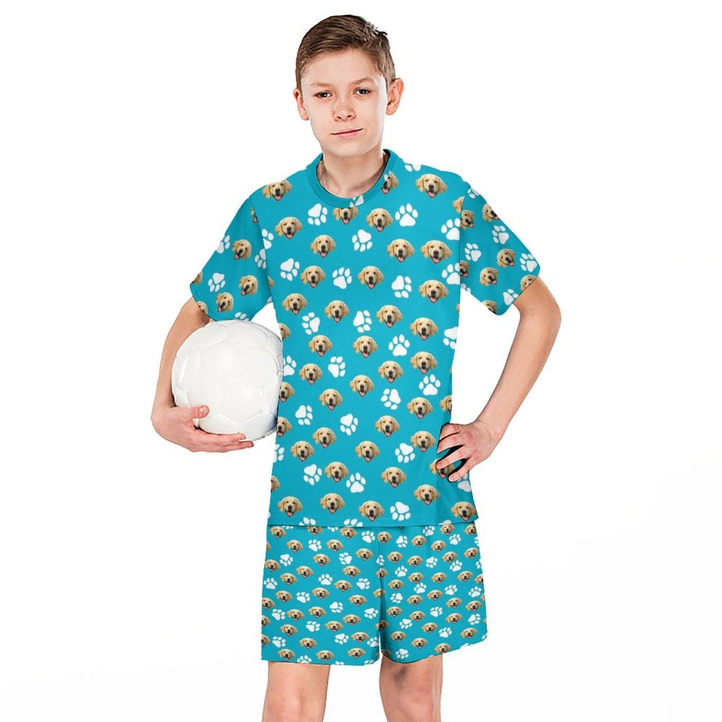 WEPRINTMET-ShirtCustom Pet Face Youth T-Shirt Set