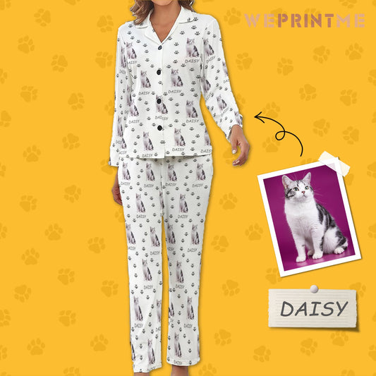 WEPRINTMEWomen Long Sleeve PajamasPersonalized Pet Pajamas Pet Paws Path Women's Long Sleeve Pajama Set