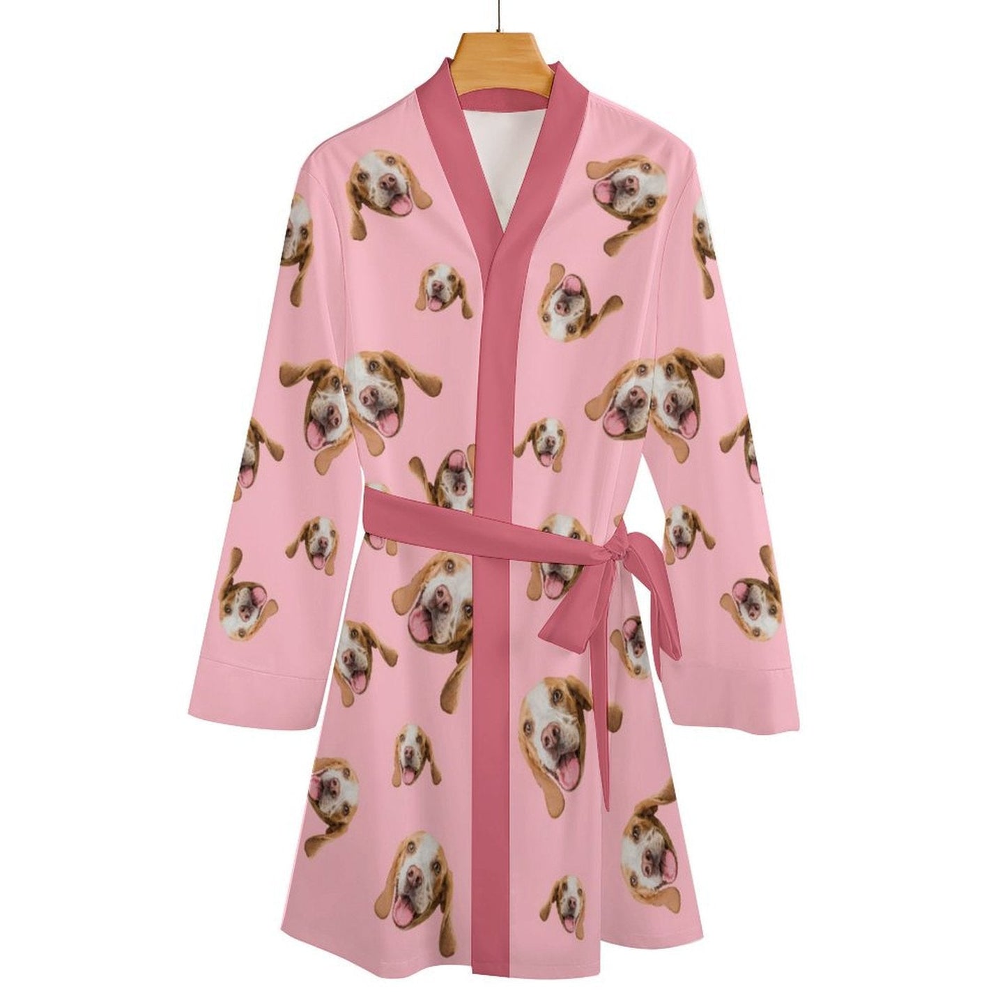 WEPRINTMEWomen RobeCustom Pet Face Everywhere Women's Long Sleeve Robe