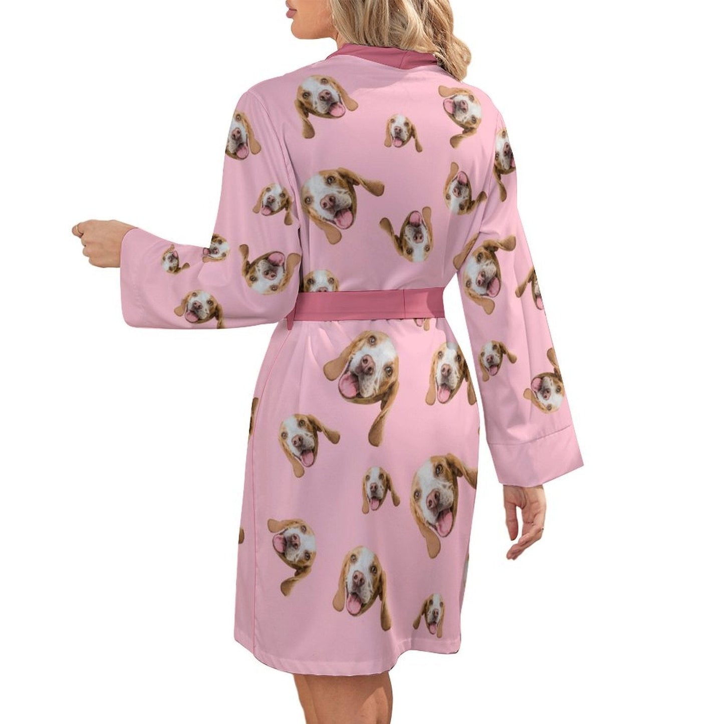 WEPRINTMEWomen RobeCustom Pet Face Everywhere Women's Long Sleeve Robe