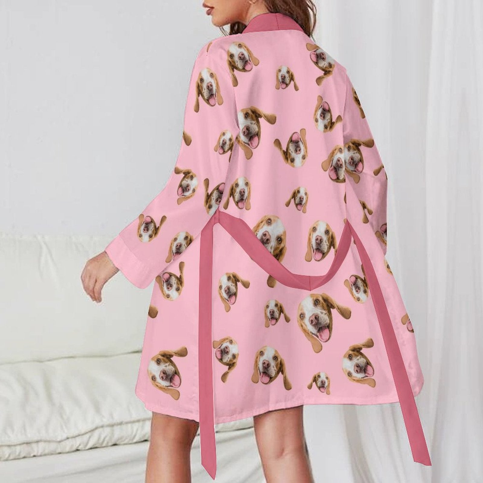 WEPRINTMEWomen RobeCustom Pet Face Everywhere Women's Long Sleeve Robe