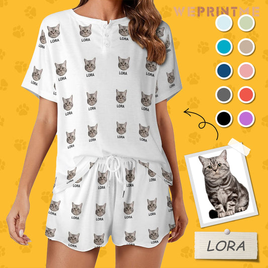 WEPRINTMEWomen Short Sleeve PajamasPersonalized Pet Pajamas Multi Pet Women's Short Sleeve Pajama Set