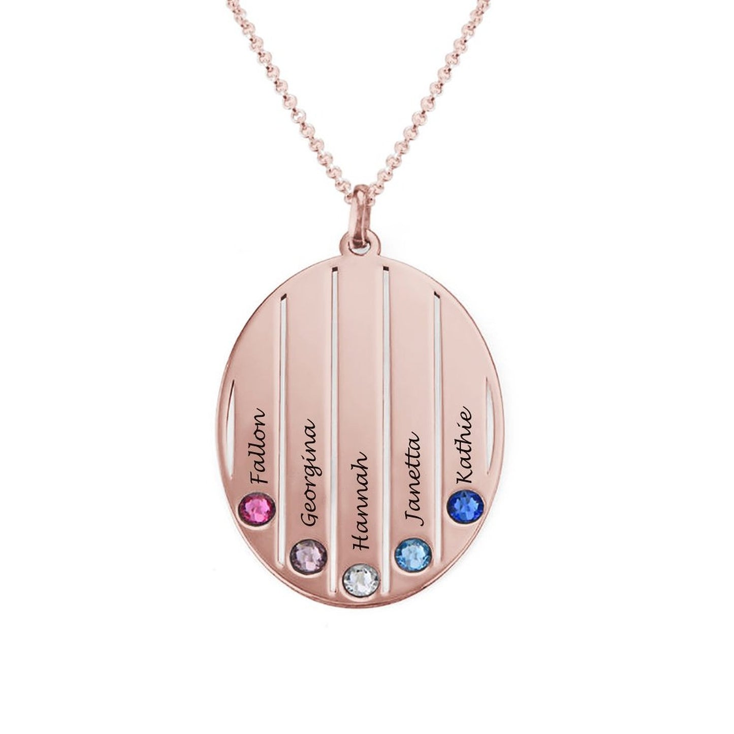 WEPRINTMENecklaceCustom Five Texts Birthday Stone Necklace
