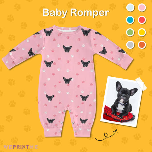 Custom Pet Face Pets Paws Baby Romper-WePrintMe-1