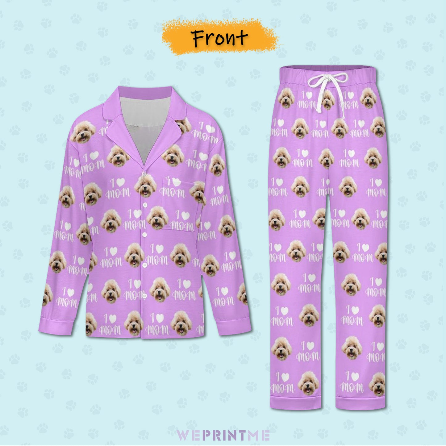 Custom Pet Face Love Parents Pajamas for Dad