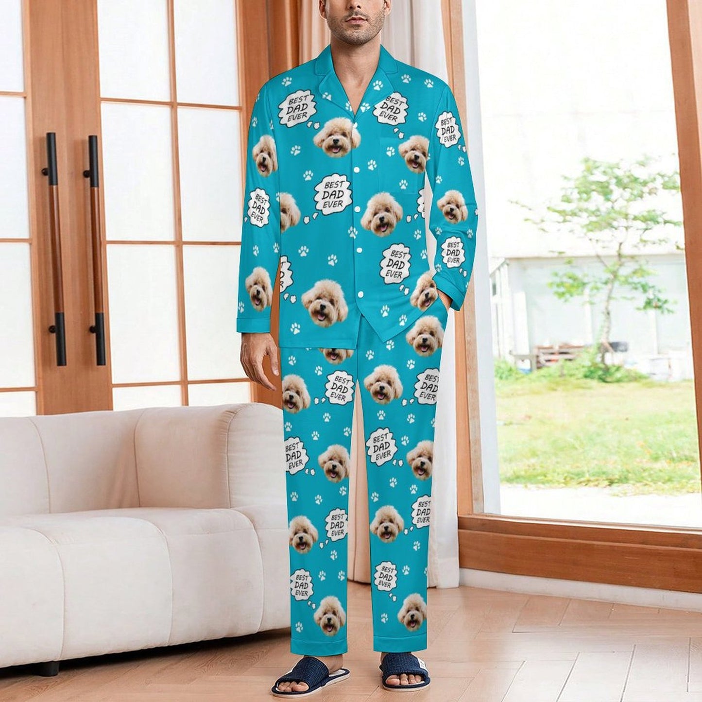 Custom Pet Face Best Ever Parents Pajamas for Dad