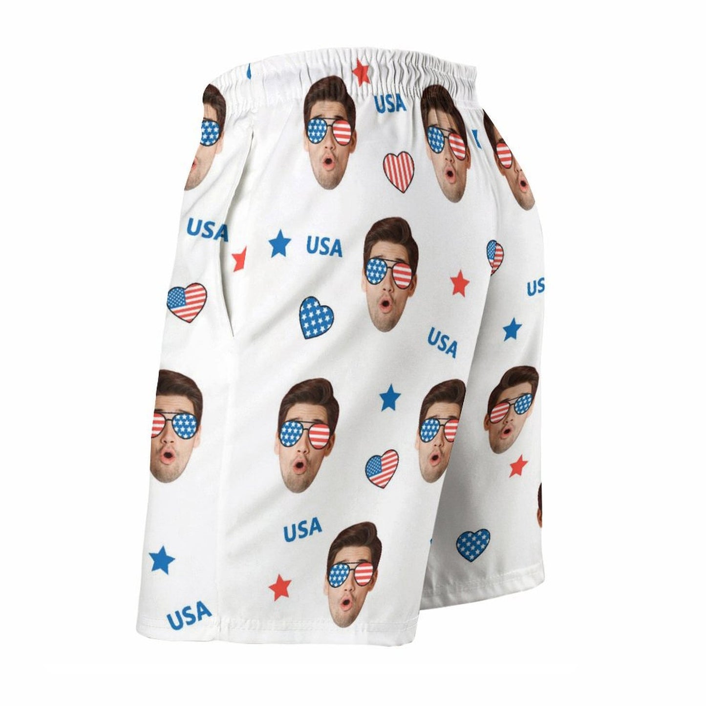 Custom Face Shorts Love USA Men's Shorts