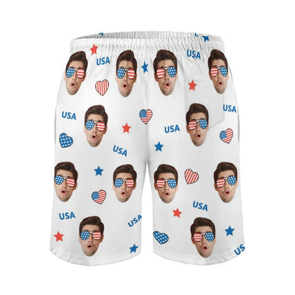Custom Face Shorts Love USA Men's Shorts