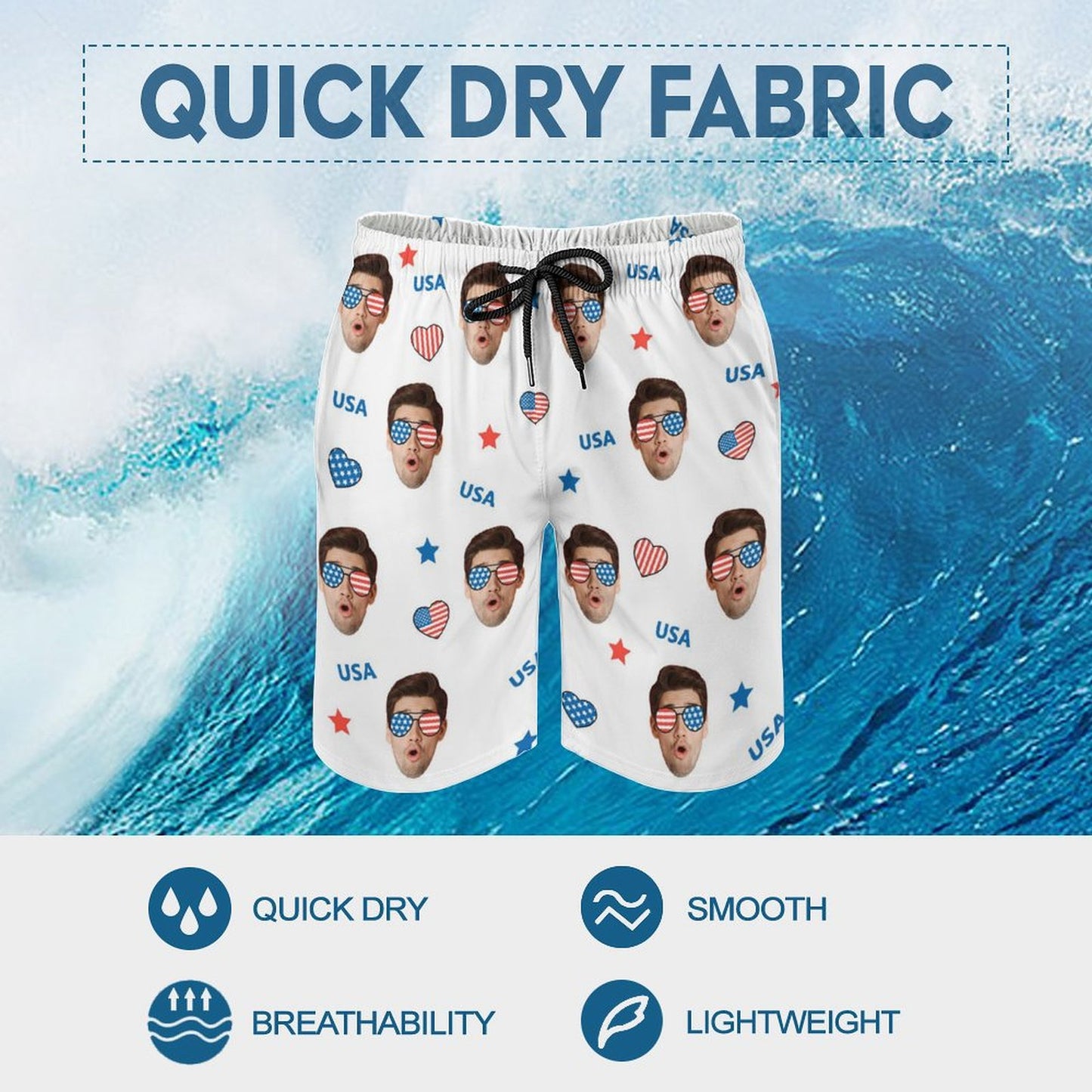 Custom Face Shorts Love USA Men's Shorts