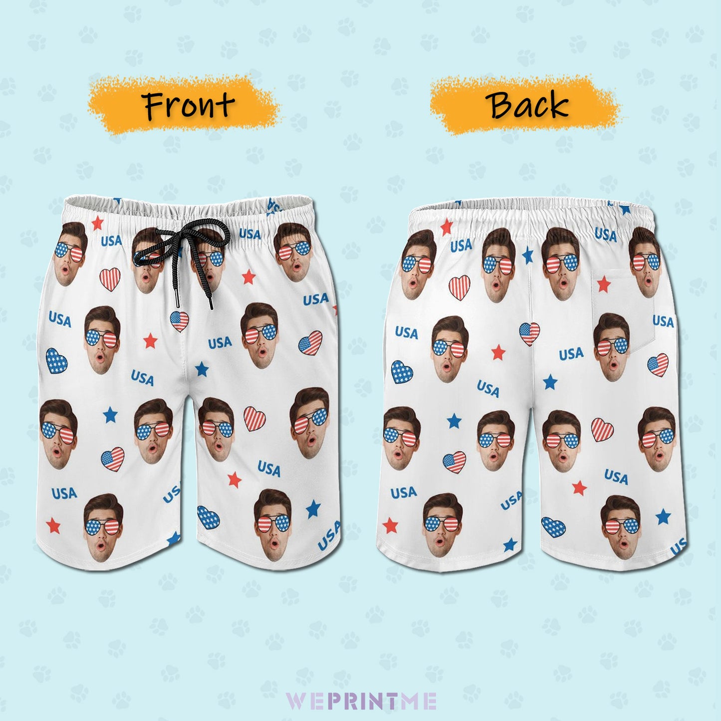 Custom Face Shorts Love USA Men's Shorts
