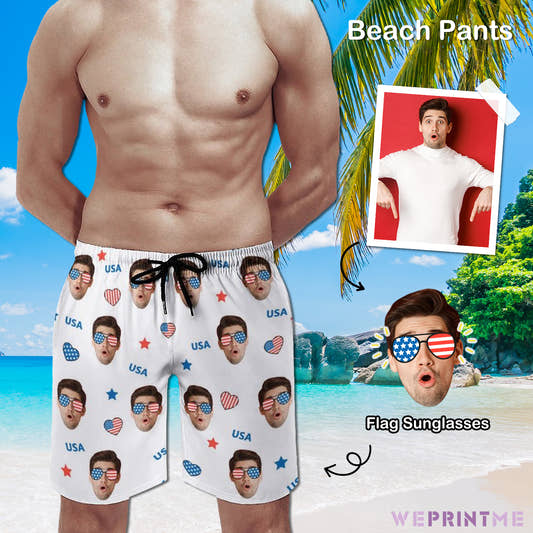 Custom Face Love USA Men's Shorts personalized product image