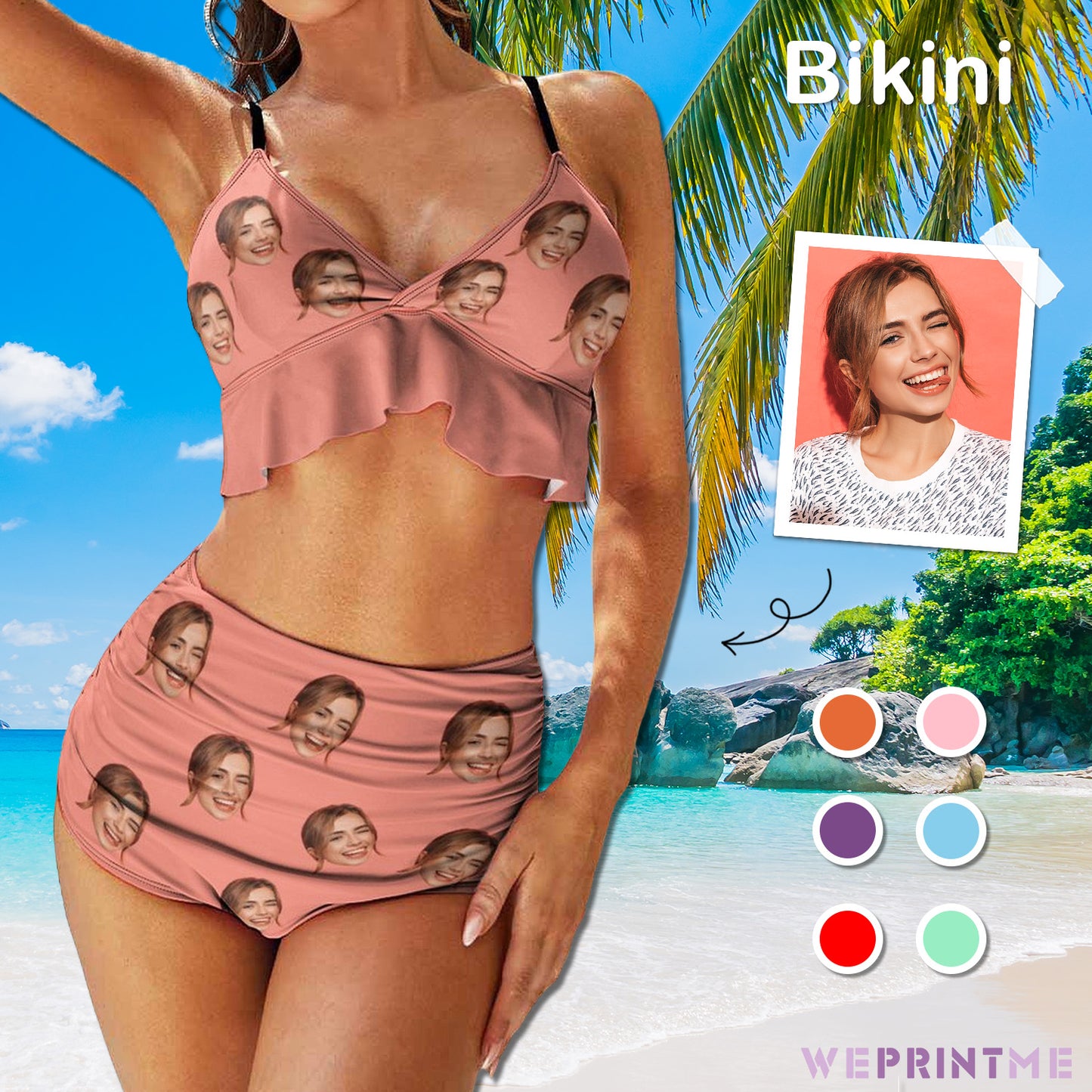 Custom Face Ruffled Bikini