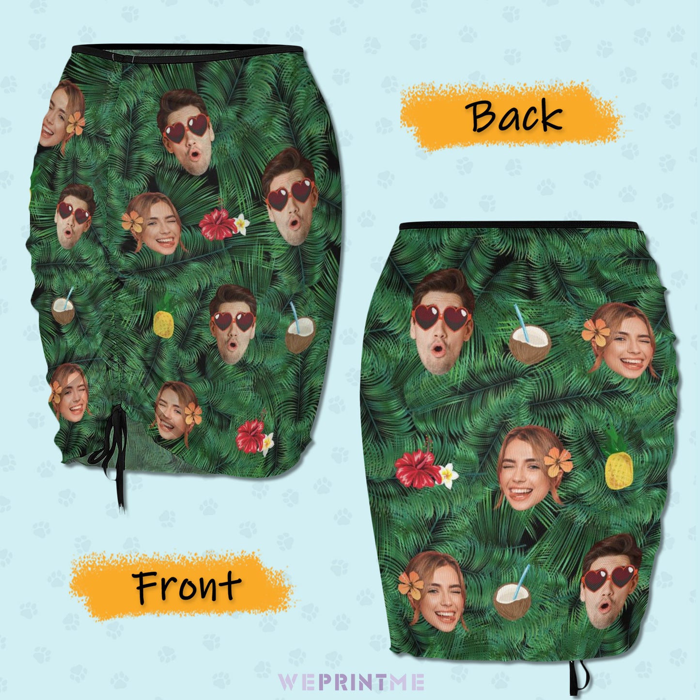 Custom Faces Cool Summer Beach Skirt Blouse Skirt