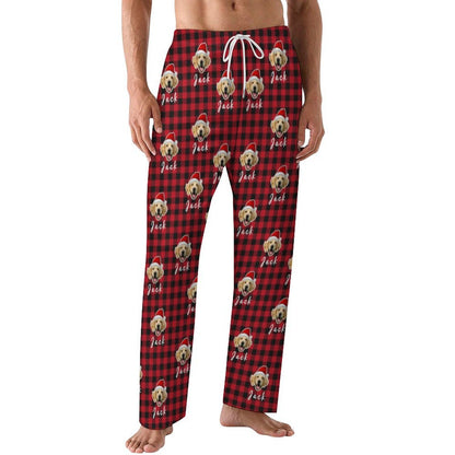 Custom Pet Face and Name Santa Pajama Pants-Style3 Men-WEPRINTME
