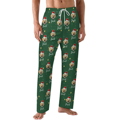 Custom Pet Face and Name Santa Pajama Pants-Style1 Men-WEPRINTME