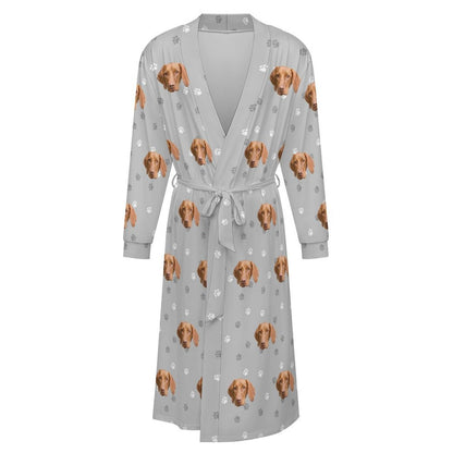 Custom Pet Face Paws Adult Robe (Unisex)-5