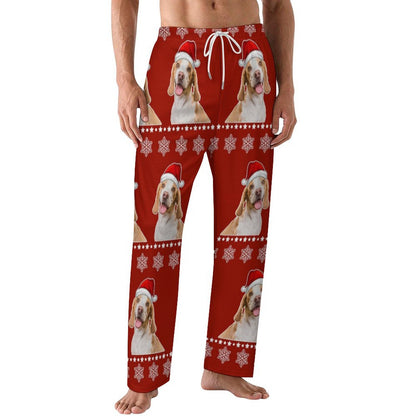 Custom Pet Snow and Stars Pajama Pants-Men-WEPRINTME