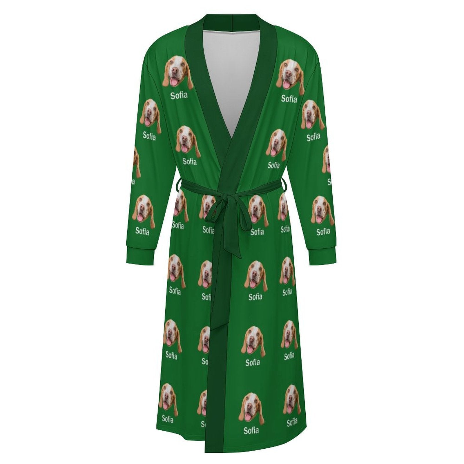 Custom Pet Face and Name Adult Robe (Unisex)-5