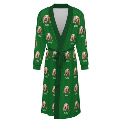 Custom Pet Face and Name Adult Robe (Unisex)-5