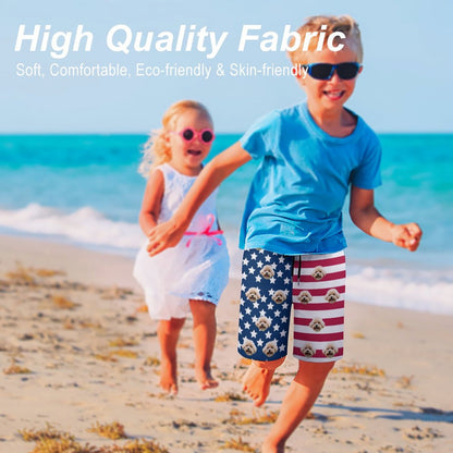 Custom Face Flag Kids Shorts Matching Pet Shirts