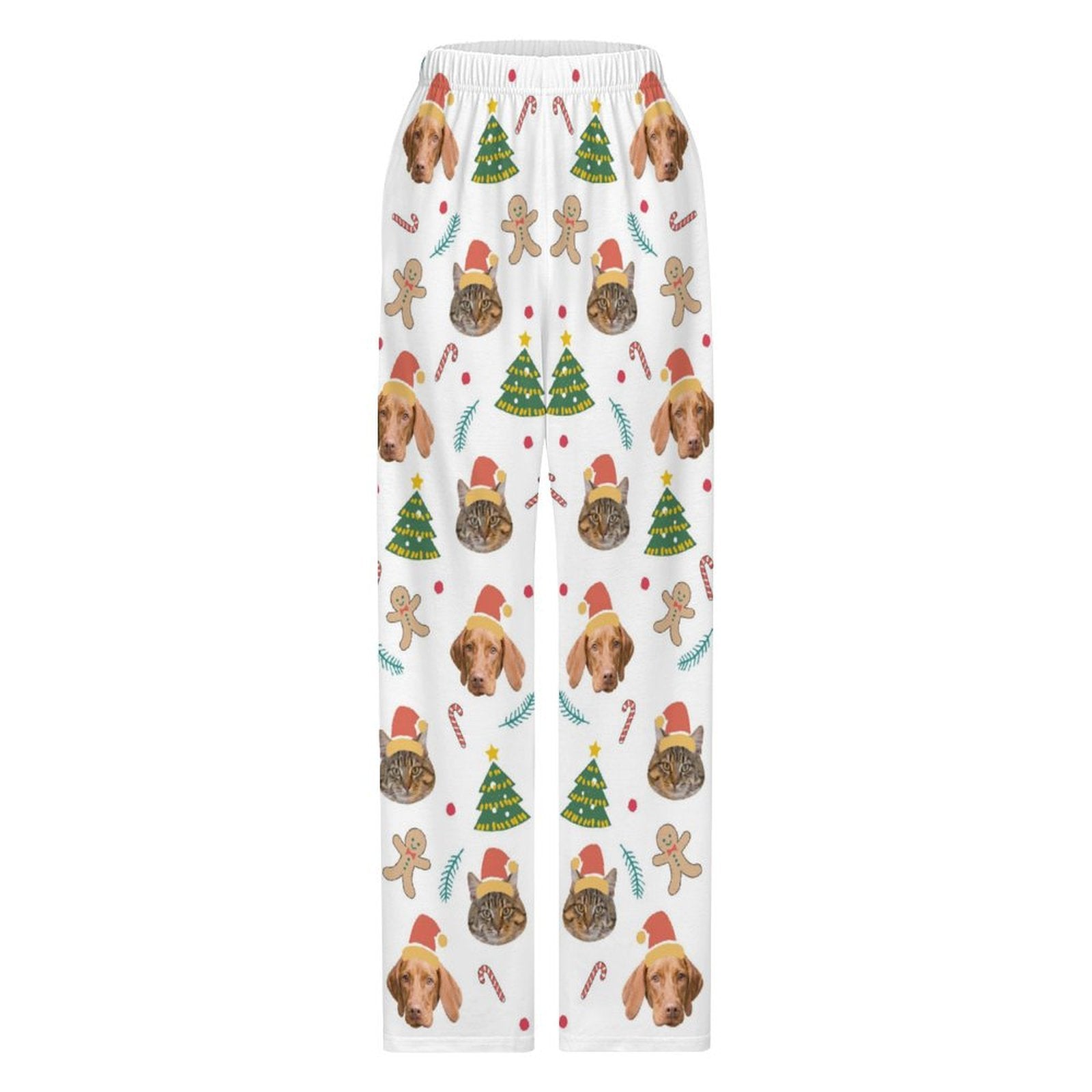 Custom Pet Face Gingerbread Man Pants for Kids-Front1-WEPRINTME