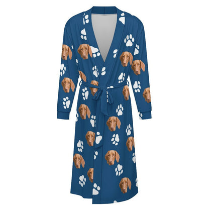 Custom Pet Face Paws Adult Robe (Unisex)-15