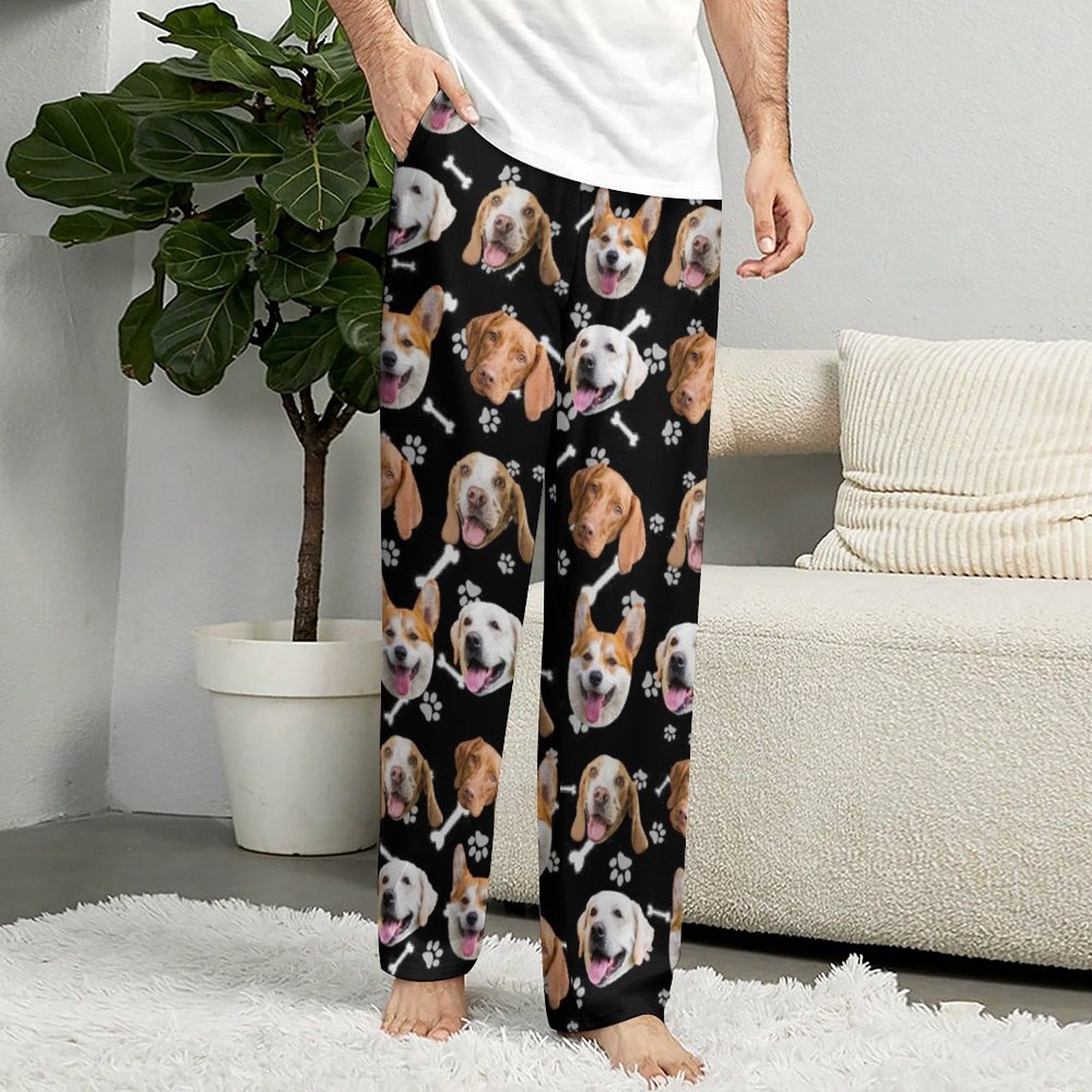 Custom Pet Face Pants Dogs or Cats Face Unisex Pajama Pants-Dog Model1-WEPRINTME