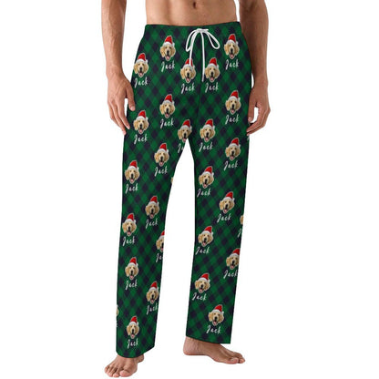 Custom Pet Face and Name Santa Pajama Pants-Style4 Men-WEPRINTME