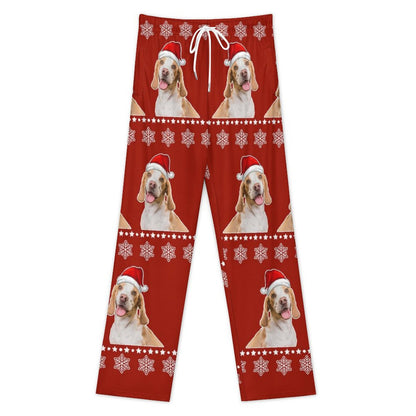 Custom Pet Snow and Stars Pajama Pants-Front2-WEPRINTME