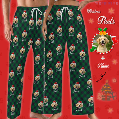 Custom Pet Face and Name Santa Pajama Pants-Style4 Main-WEPRINTME