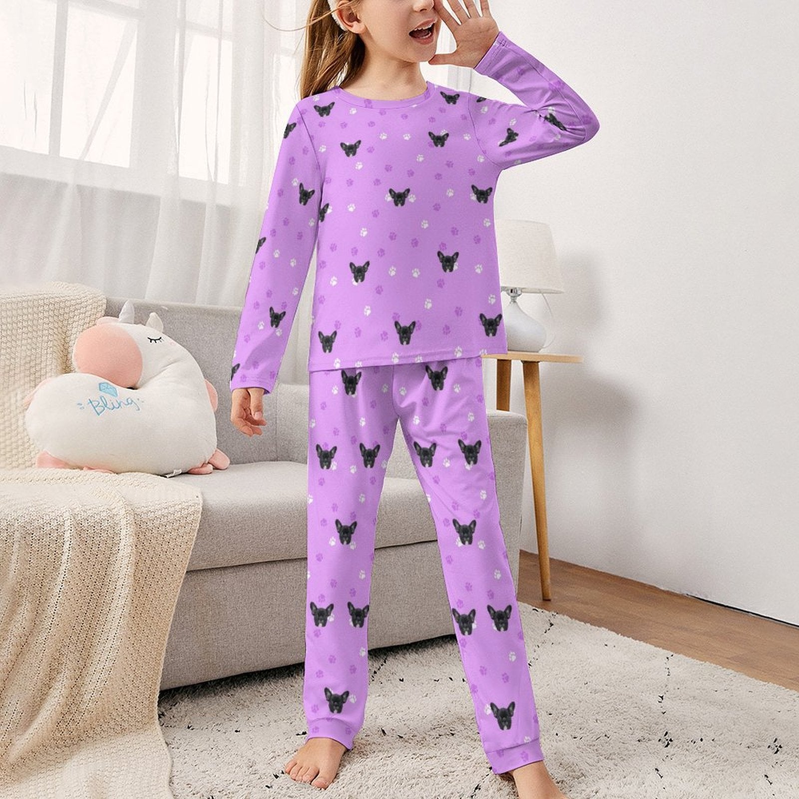 Custom Pet Face Paws and Pets Kids Pajama Set-WEPRINTME-2