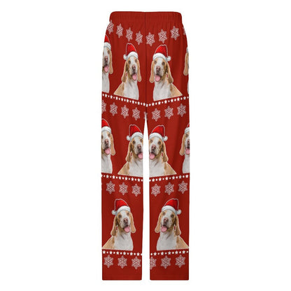 Custom Pet Snow and Stars Pajama Pants-Back-WEPRINTME
