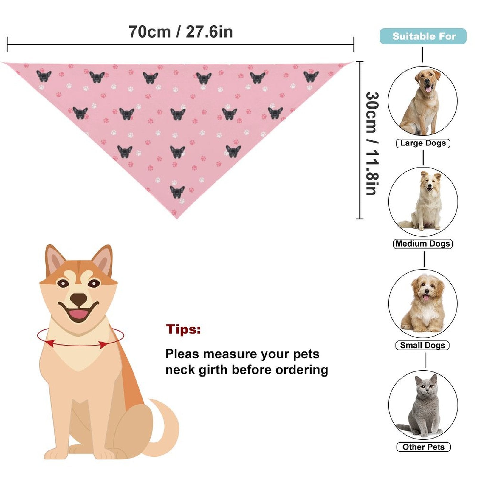 Custom Pet Face Pets Everywhere Pet Scarf-WEPRINTME-3