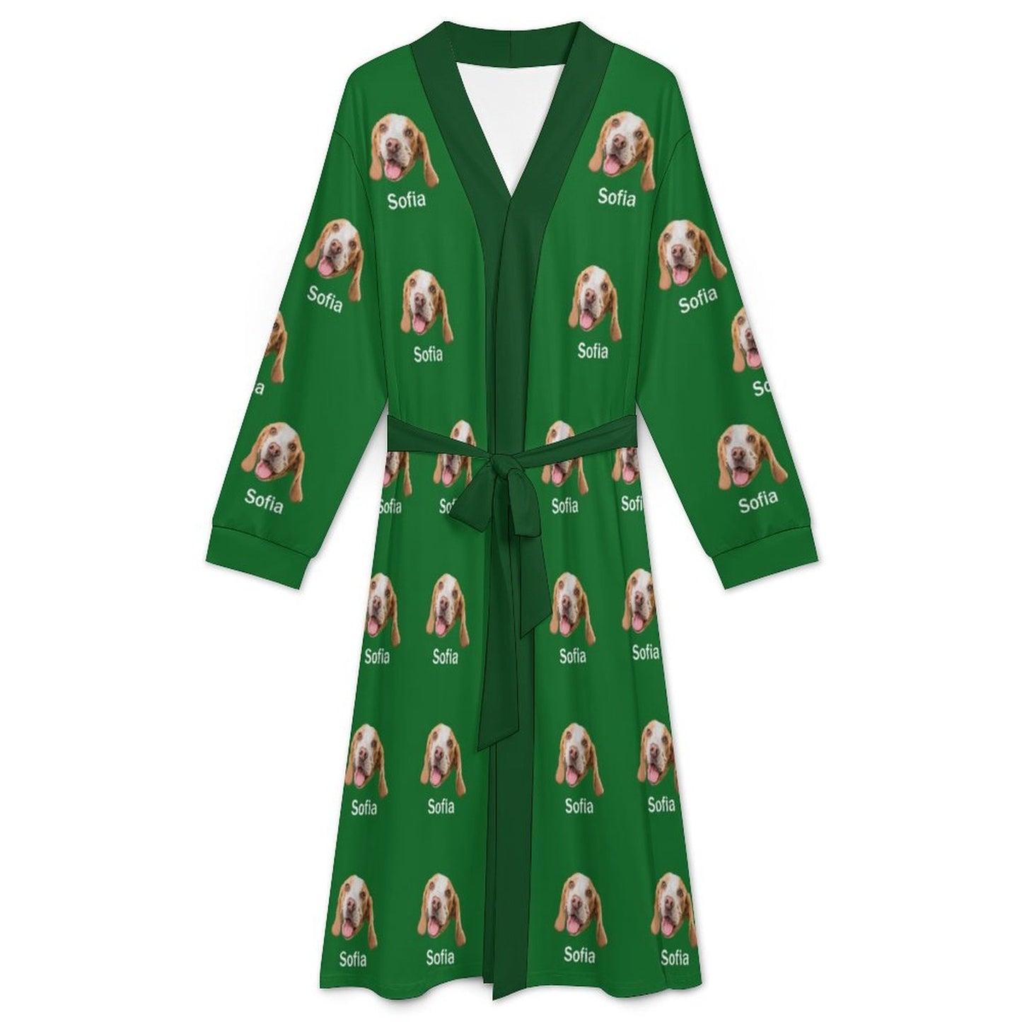 Custom Pet Face and Name Adult Robe (Unisex)-6