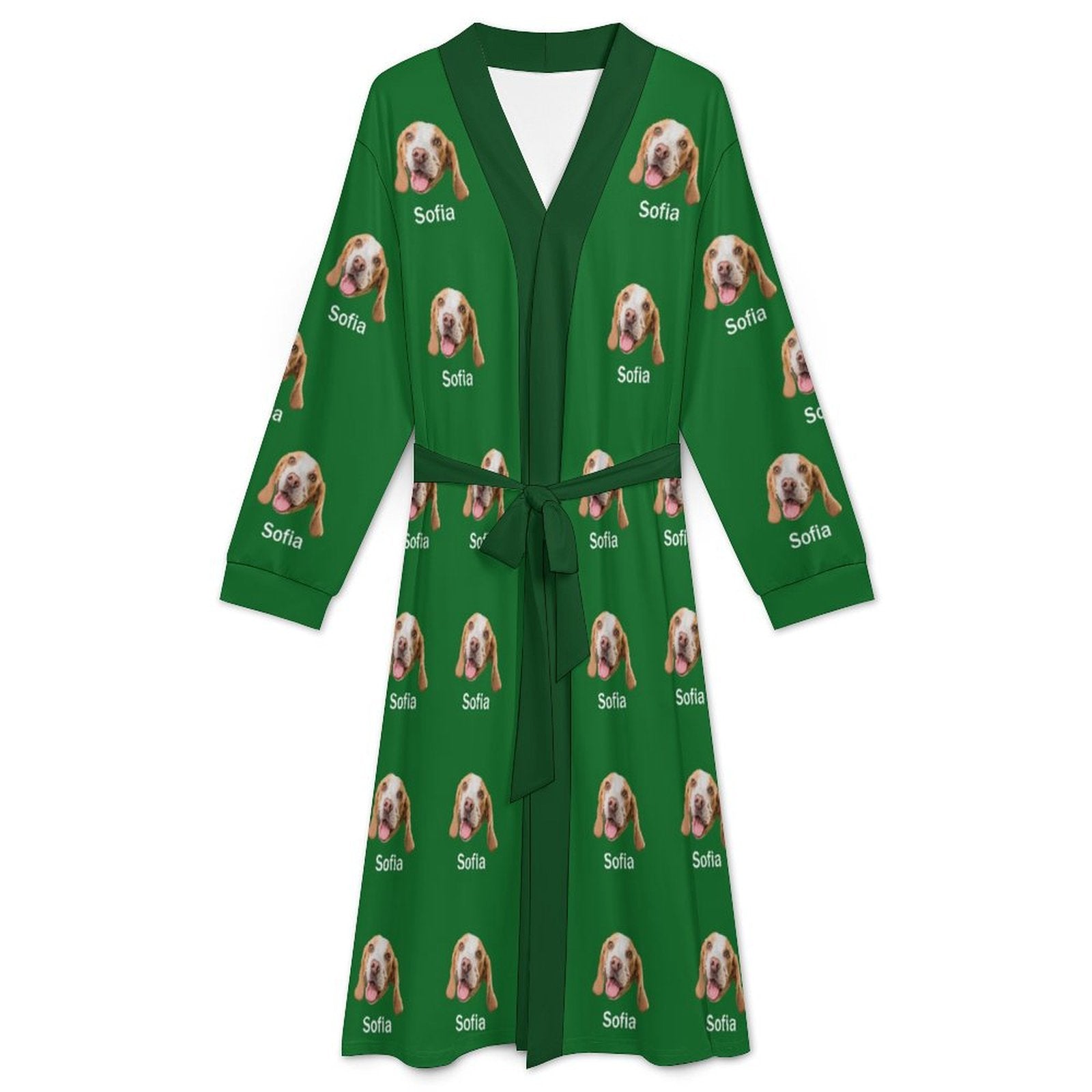 Custom Pet Face and Name Adult Robe (Unisex)-6