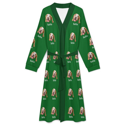 Custom Pet Face and Name Adult Robe (Unisex)-6