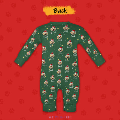 Custom Pet Face and Name Christmas Baby Onesie-1 Back-WEPRINTME