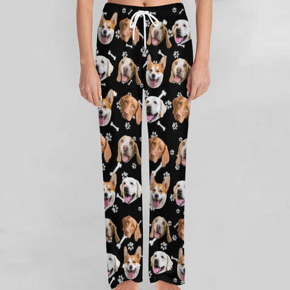 Custom Pet Face Pants Dogs or Cats Face Unisex Pajama Pants-Dog Front-WEPRINTME