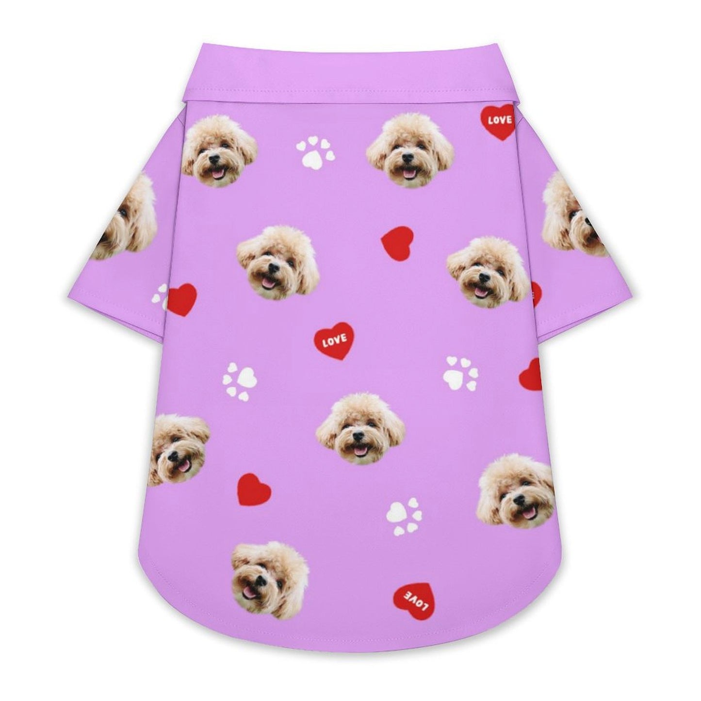 Custom Face Pet Shirt Heart Paws Pet Costume