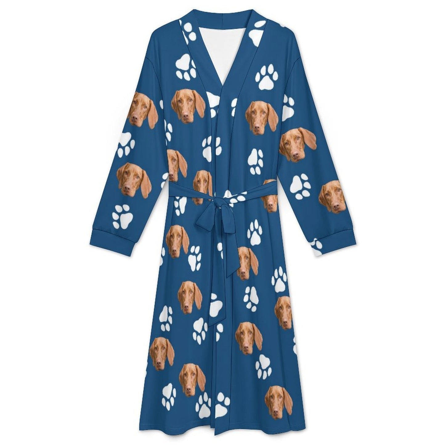 Custom Pet Face Paws Adult Robe (Unisex)-16