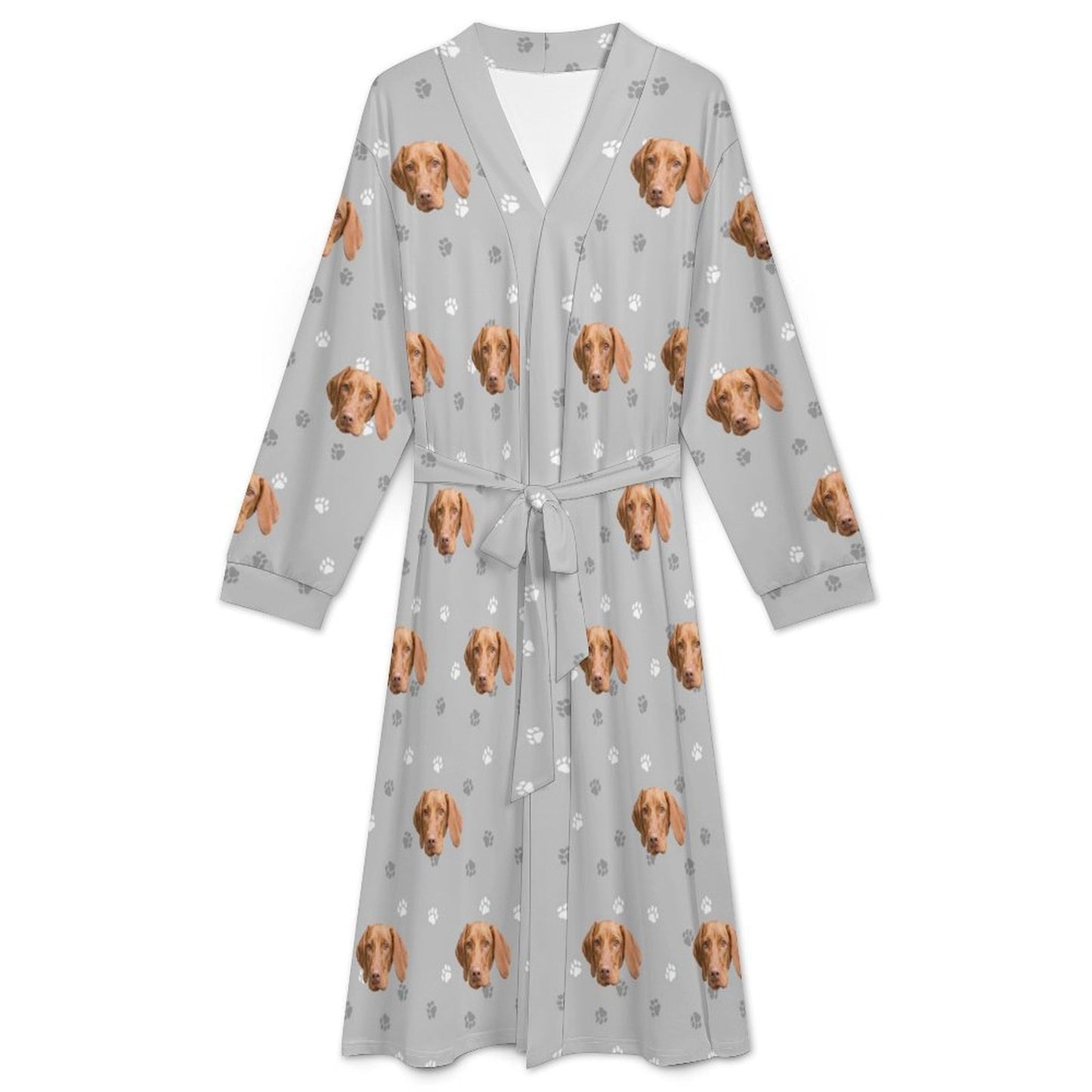 Custom Pet Face Paws Adult Robe (Unisex)-7