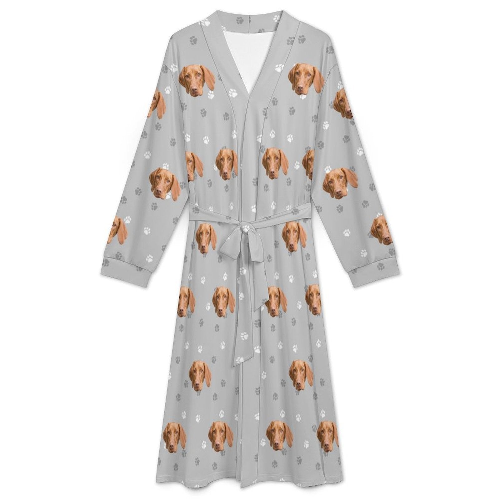 Custom Pet Face Paws Adult Robe (Unisex)-7