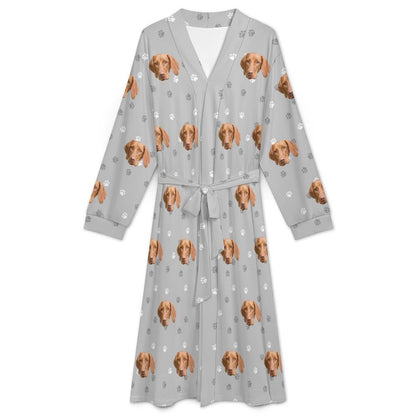 Custom Pet Face Paws Adult Robe (Unisex)-7