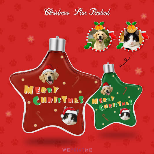Personalized Pet Face Star Christmas Pendant-WePrintMe-1